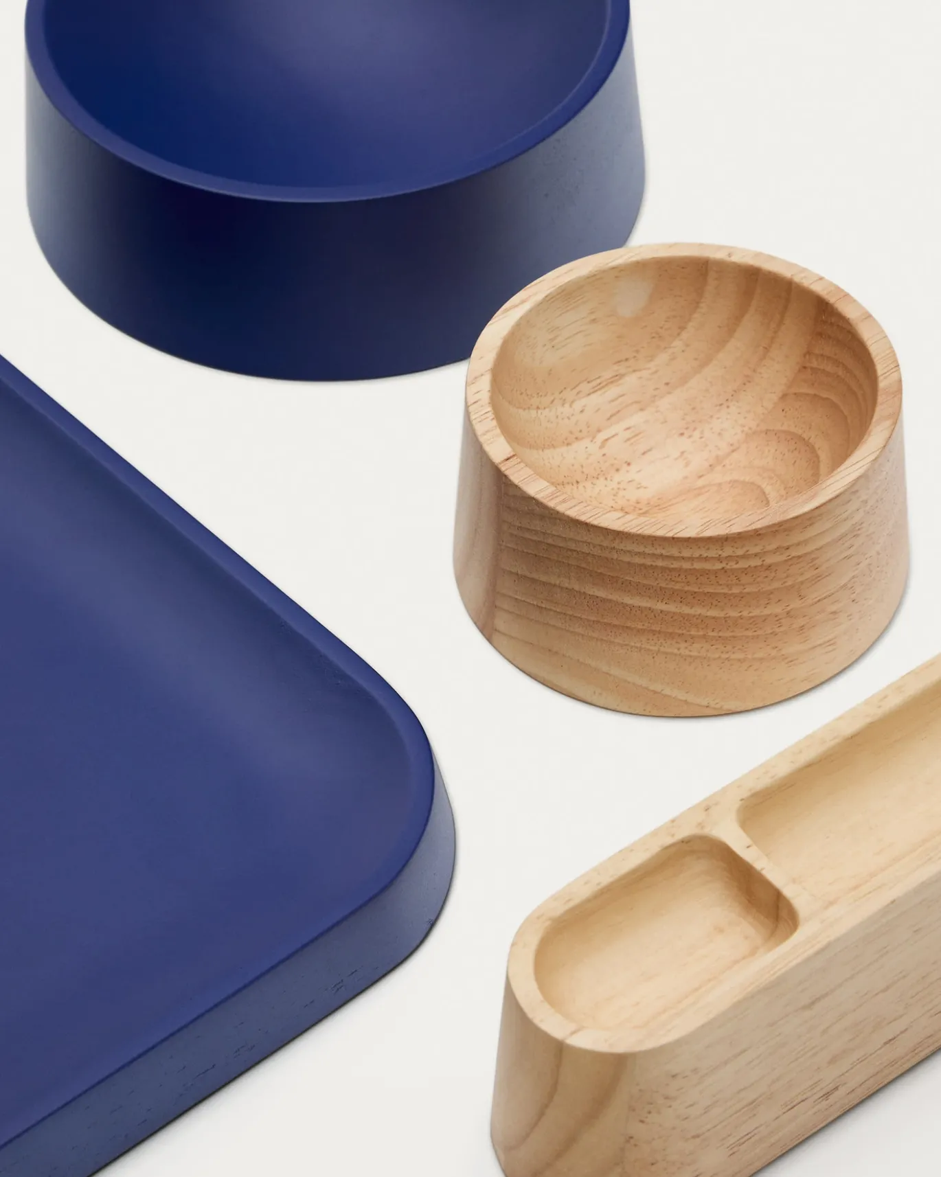 Kave Home Aperitiefschaaltjes Bletz Set Blauw En Naturel Acaciahout