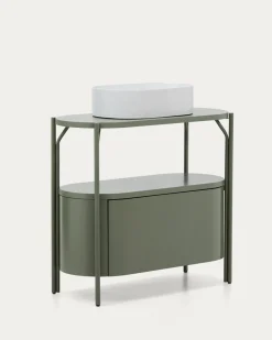 Kave Home Badkamermeubel Arely met Stalen Structuur Groen Gelakt MDF 90x40cm