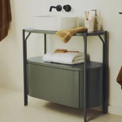 Kave Home Badkamermeubel Arely met Stalen Structuur Groen Gelakt MDF 90x40cm
