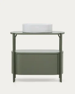 Kave Home Badkamermeubel Arely met Stalen Structuur Groen Gelakt MDF 90x40cm