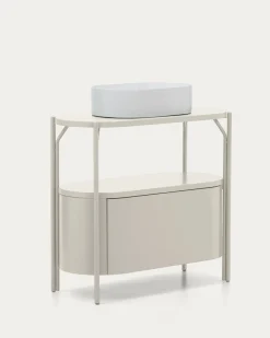 Kave Home Badkamermeubel Arely met Stalen Structuur Wit Gelakt MDF 90x40cm
