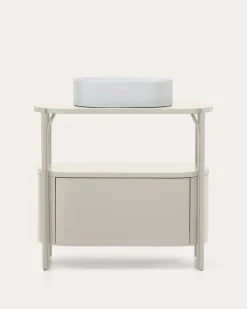 Kave Home Badkamermeubel Arely met Stalen Structuur Wit Gelakt MDF 90x40cm
