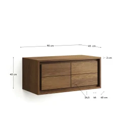 Kave Home Badkamermeubel Kenta Massief Teakhout Walnoot 90x45cm