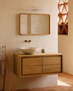 Kave Home Badkamermeubel Kenta Massief Teakhout Naturel 90x45cm