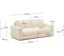 Kave Home Bank Alea 3-Zits Chenille Ecru