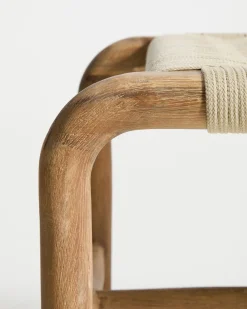 Kave Home Bank Alipa Massief Acaciahout Beige Touw 200cm