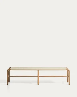 Kave Home Bank Alipa Massief Acaciahout Beige Touw 200cm
