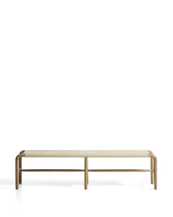 Kave Home Bank Alipa Massief Acaciahout Beige Touw 200cm