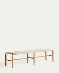 Kave Home Bank Alipa Massief Acaciahout Beige Touw 200cm