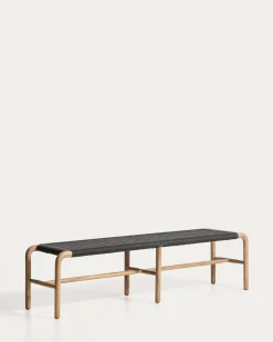 Kave Home Bank Alipa Massief Acaciahout Grafiet Touw 200cm