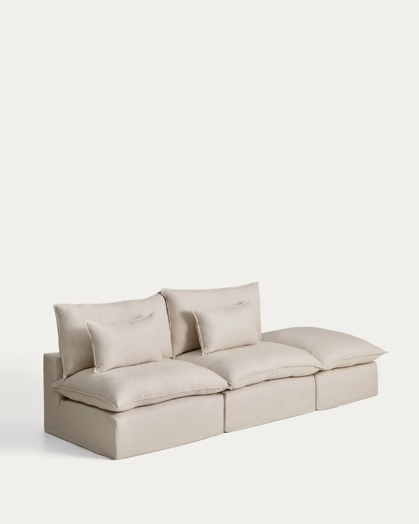Kave Home Bank Anarela met Eindstuk Linnen Beige 310cm