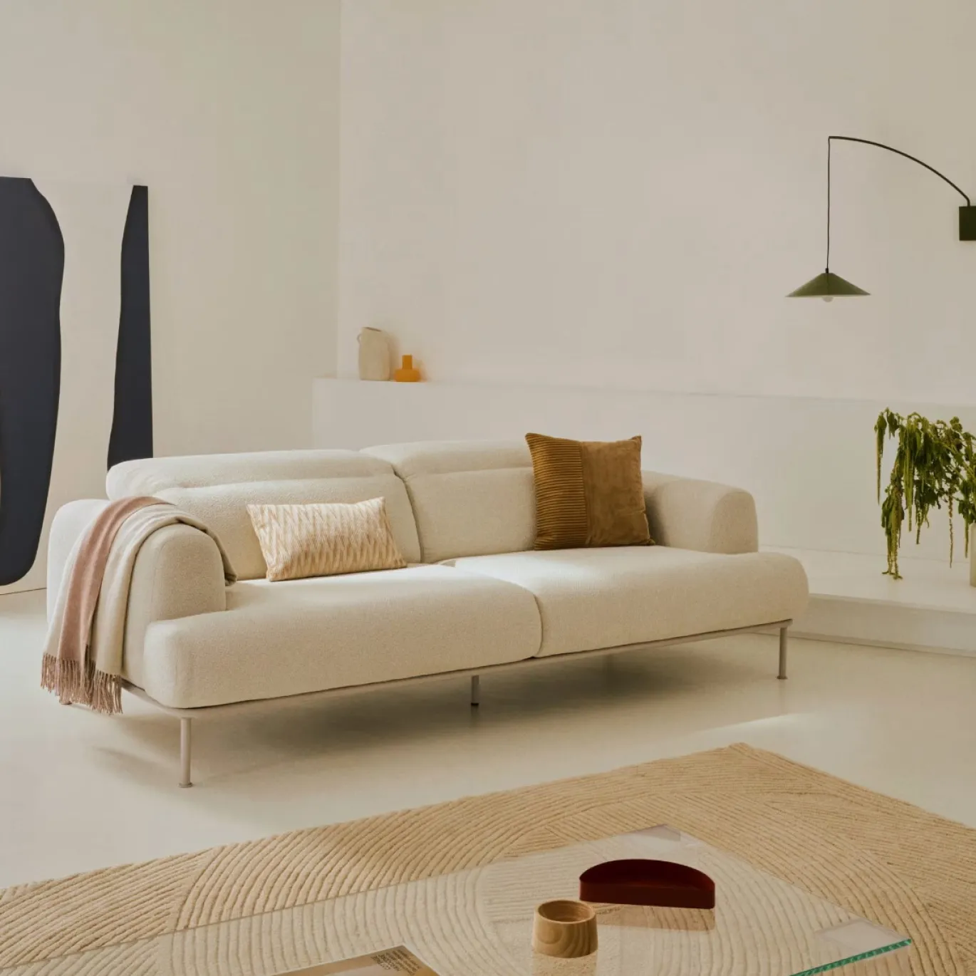 Kave Home Bank Aurum 3-Zits Ecru