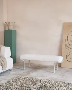 Kave Home Bank Compo Beige Chenille Grijs Metaal 130cm