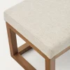 Kave Home Bankje Loya Beige Chenille En Beukenhout Walnootkleurig 128cm