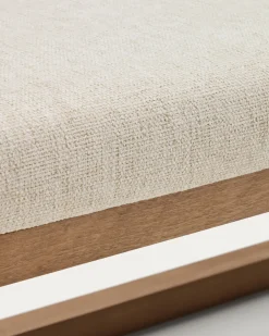 Kave Home Bankje Loya Beige Chenille En Beukenhout Walnootkleurig 128cm