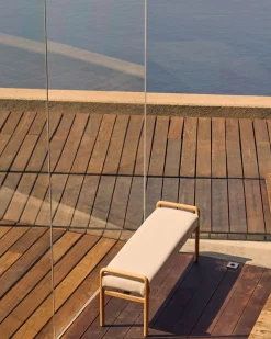 Kave Home Bankje Macaret Massief Eikenhout Naturel Afneembare Hoes 120cm