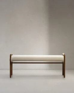 Kave Home Bankje Macaret Massief Eikenhout Bruin Afneembare Hoes 120cm