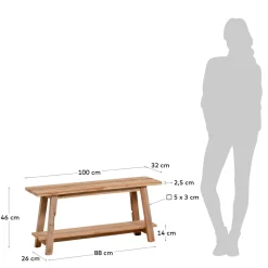 Kave Home Bankje Safara Massief Gerecycled Teakhout 100cm