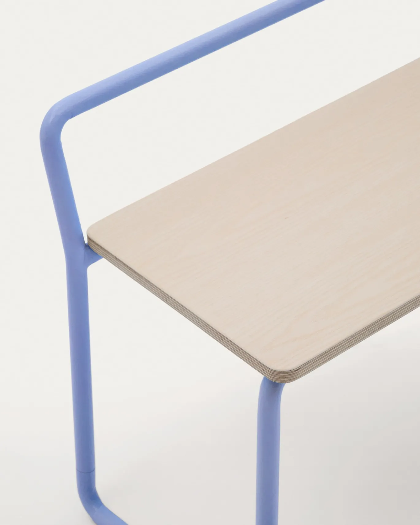 Kave Home Bankje Tinn Essenfineer met Blauw Frame 75cm