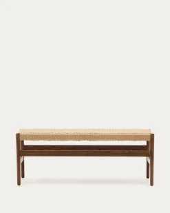 Kave Home Bankje Zaide Eikenhout Walnoot 120cm