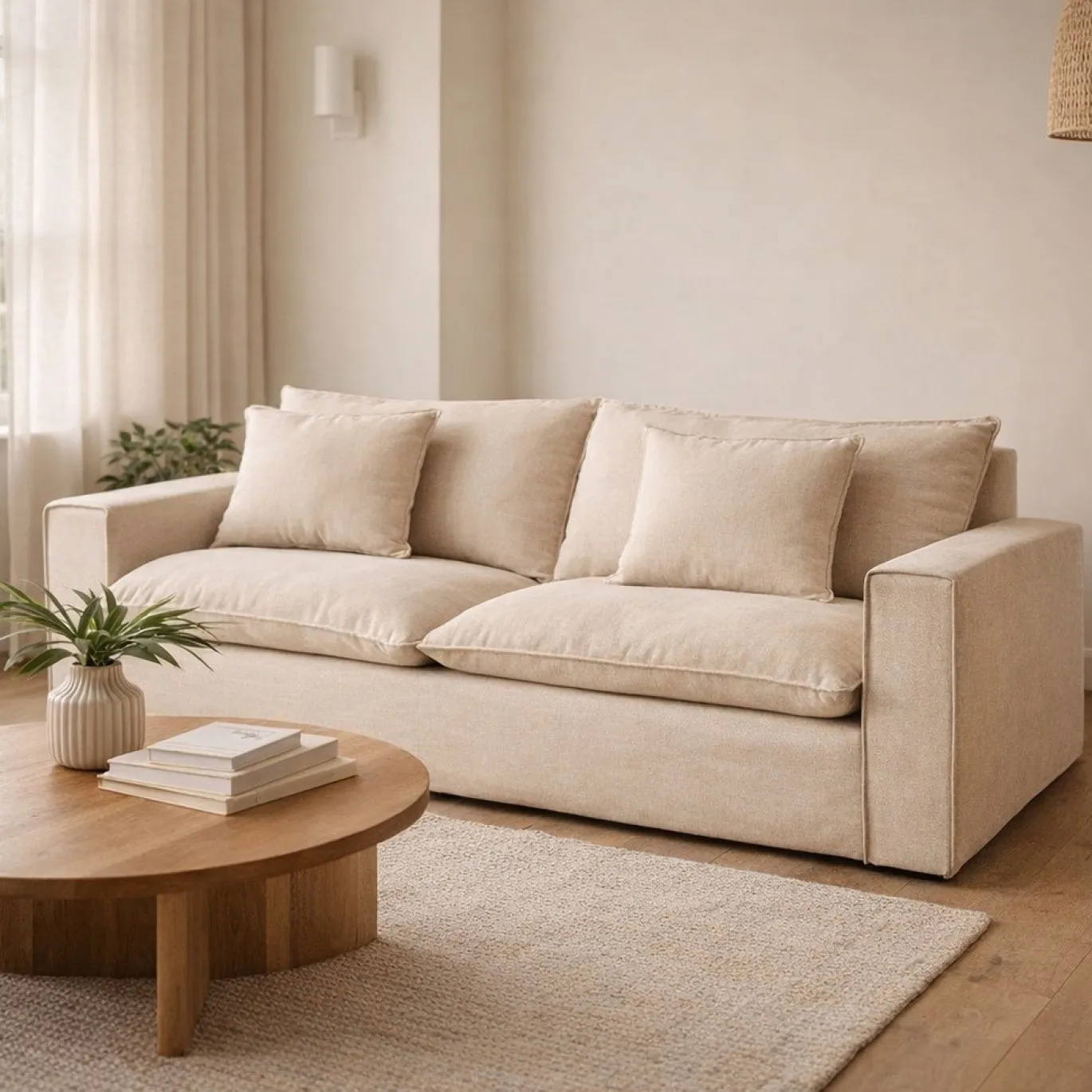 Kave Home Bank met Armleuning Anarela Linnen Beige 260cm