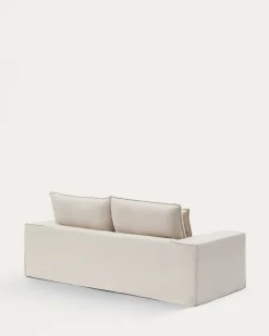 Kave Home Bank met Armleuning Anarela Linnen Beige 220cm