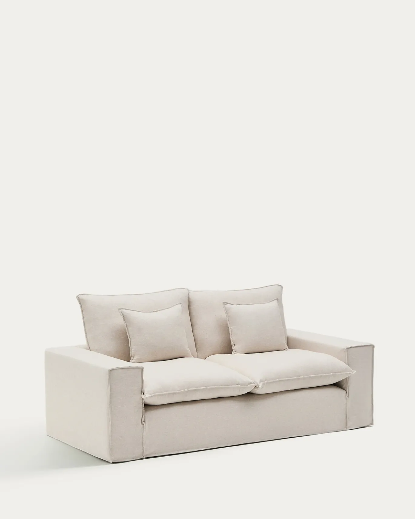 Kave Home Bank met Armleuning Anarela Linnen Beige 220cm