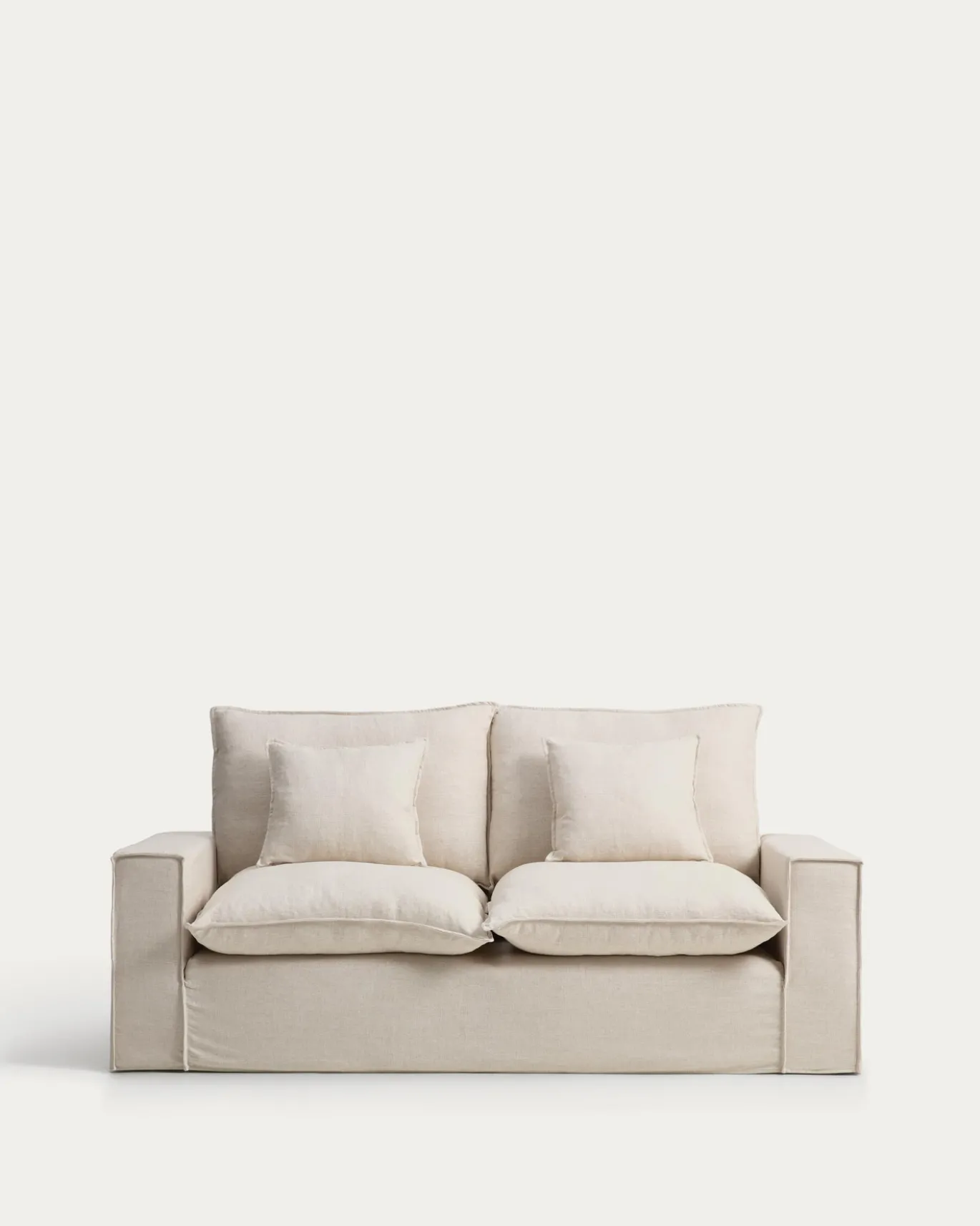 Kave Home Bank met Armleuning Anarela Linnen Beige 220cm