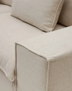Kave Home Bank met Armleuning Anarela Linnen Beige 220cm
