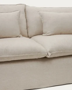 Kave Home Bank met Armleuning Anarela Linnen Beige 220cm