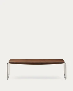 Kave Home Bank Tarsel Walnootfineer met RVS Frame 142cm