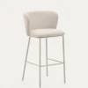 Kave Home Barkruk Ciselia Beige Bouclé 75cm