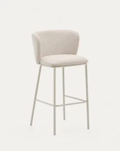 Kave Home Barkruk Ciselia Beige Bouclé 75cm