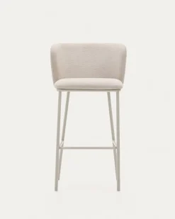 Kave Home Barkruk Ciselia Beige Bouclé 75cm