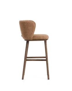 Kave Home Barkruk Ciselia Chenille Terracotta/Walnoot