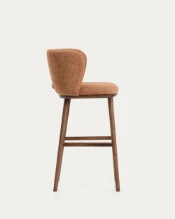 Kave Home Barkruk Ciselia Chenille Terracotta/Walnoot