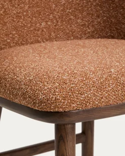 Kave Home Barkruk Ciselia Chenille Terracotta/Walnoot