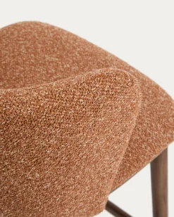 Kave Home Barkruk Ciselia Chenille Terracotta/Walnoot