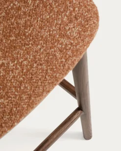 Kave Home Barkruk Ciselia Chenille Terracotta/Walnoot