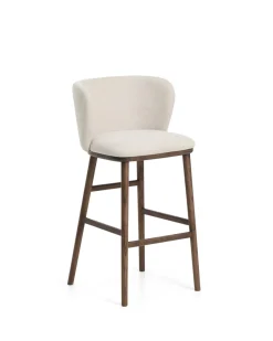 Kave Home Barkruk Ciselia Chenille Beige/Walnoot