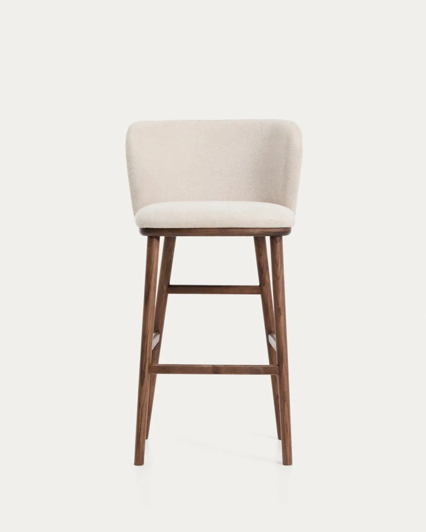 Kave Home Barkruk Ciselia Chenille Beige/Walnoot