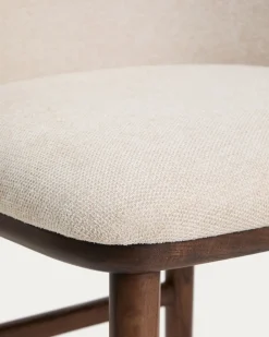Kave Home Barkruk Ciselia Chenille Beige/Walnoot
