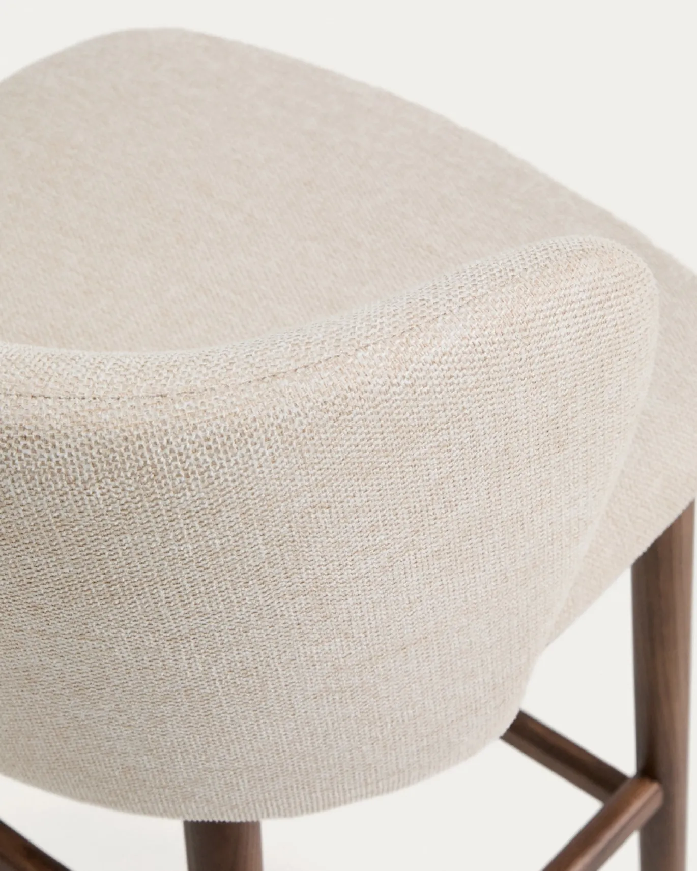 Kave Home Barkruk Ciselia Chenille Beige/Walnoot