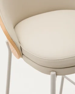 Kave Home Barkruk Eamy Beige Kunstleer Essenfineer Naturel