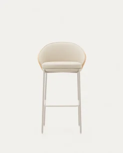 Kave Home Barkruk Eamy Beige Kunstleer Essenfineer Naturel