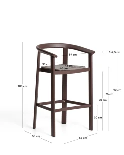 Kave Home Barkruk Erice Aluminium/Touw Donkerbruin