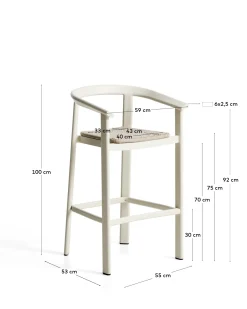 Kave Home Barkruk Erice Aluminium/Touw Beige