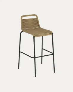 Kave Home Barkruk Lambton Naturel Touw Zwart Onderstel