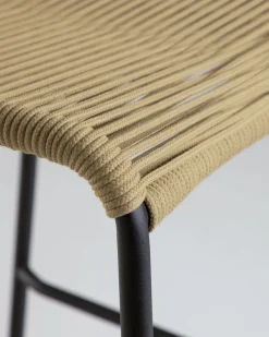 Kave Home Barkruk Lambton Naturel Touw Zwart Onderstel