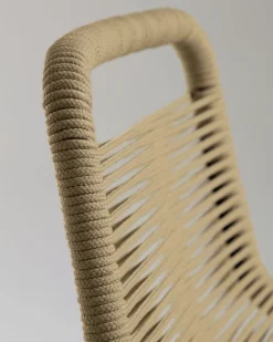 Kave Home Barkruk Lambton Naturel Touw Zwart Onderstel